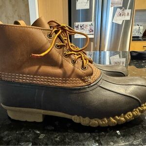 LL Bean Brown Leather Lace Up Unlined Ankle Boots Size 9 W